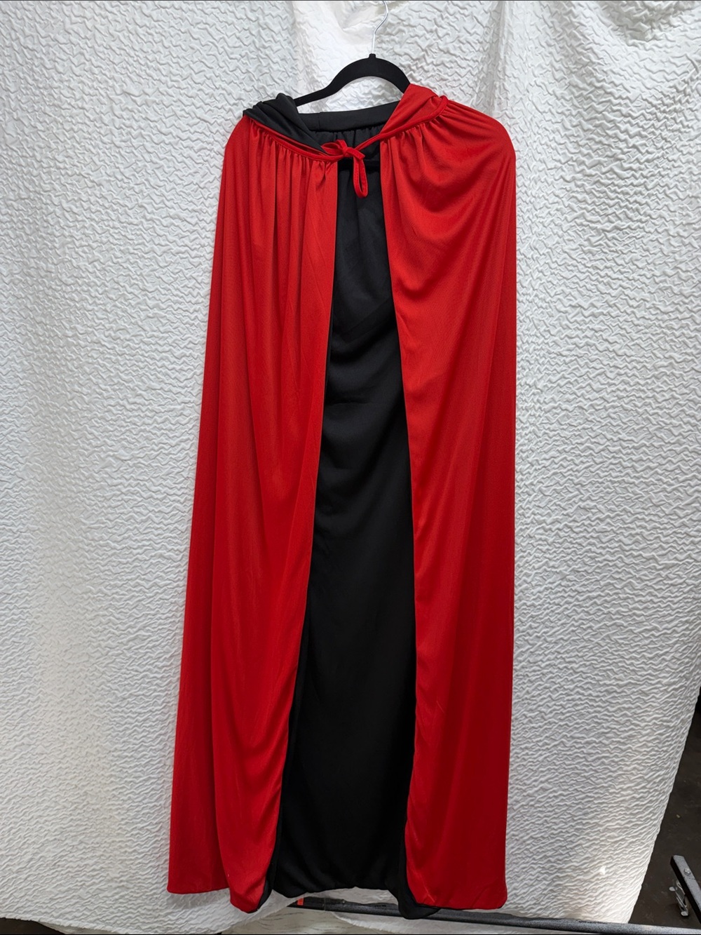 Reversible Halloween Costume Cape Cloak Lined Hooded Black Red Vampire Adult OS
